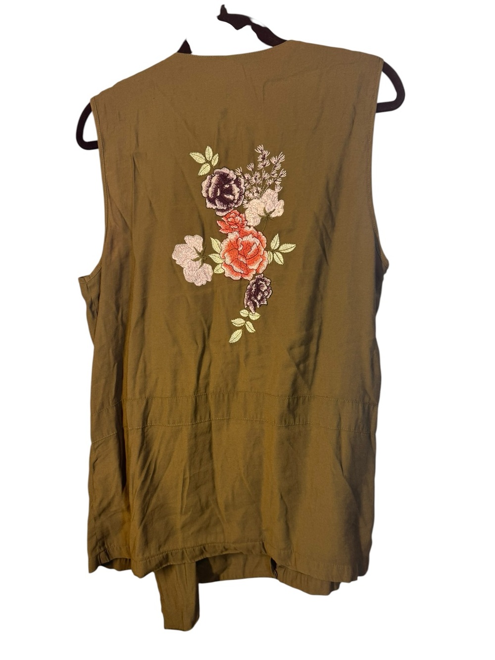 My Michelle Olive Green Utility Vest with Embroidered Back - Picture 5 of 6